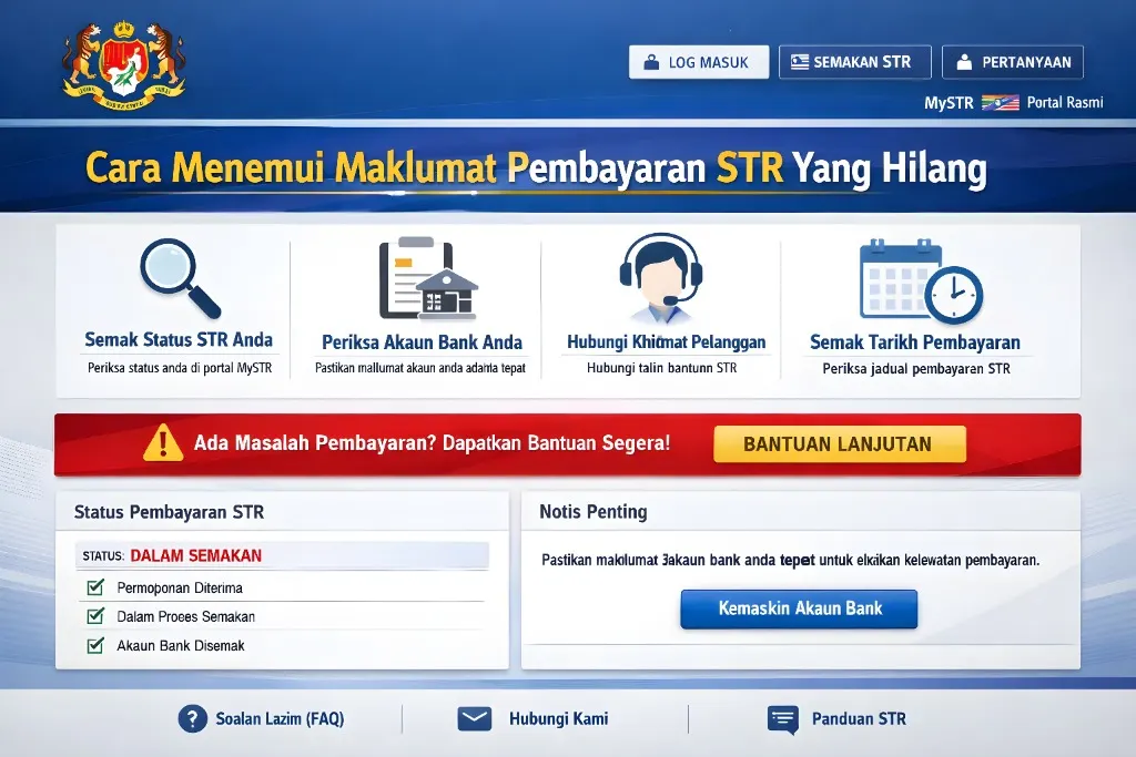 Cara Menemui Maklumat Pembayaran STR Yang Hilang